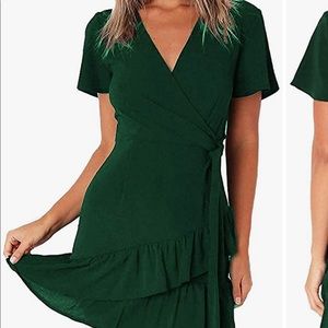 Never Worn Wrap Ruffle Short Sleeve Dress w/ Belt